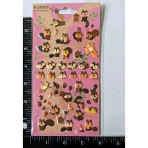 GWP Funny Sticker World Puffy Squirrels Acorn Worm Sticker Sheet Cute KAWAII